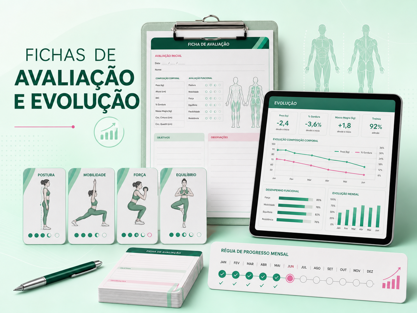 Fichas de avaliação e evolução para Pilates